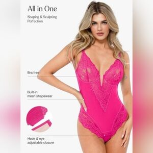 Elegant Fuchsia Lace Shapewear Bodysuit